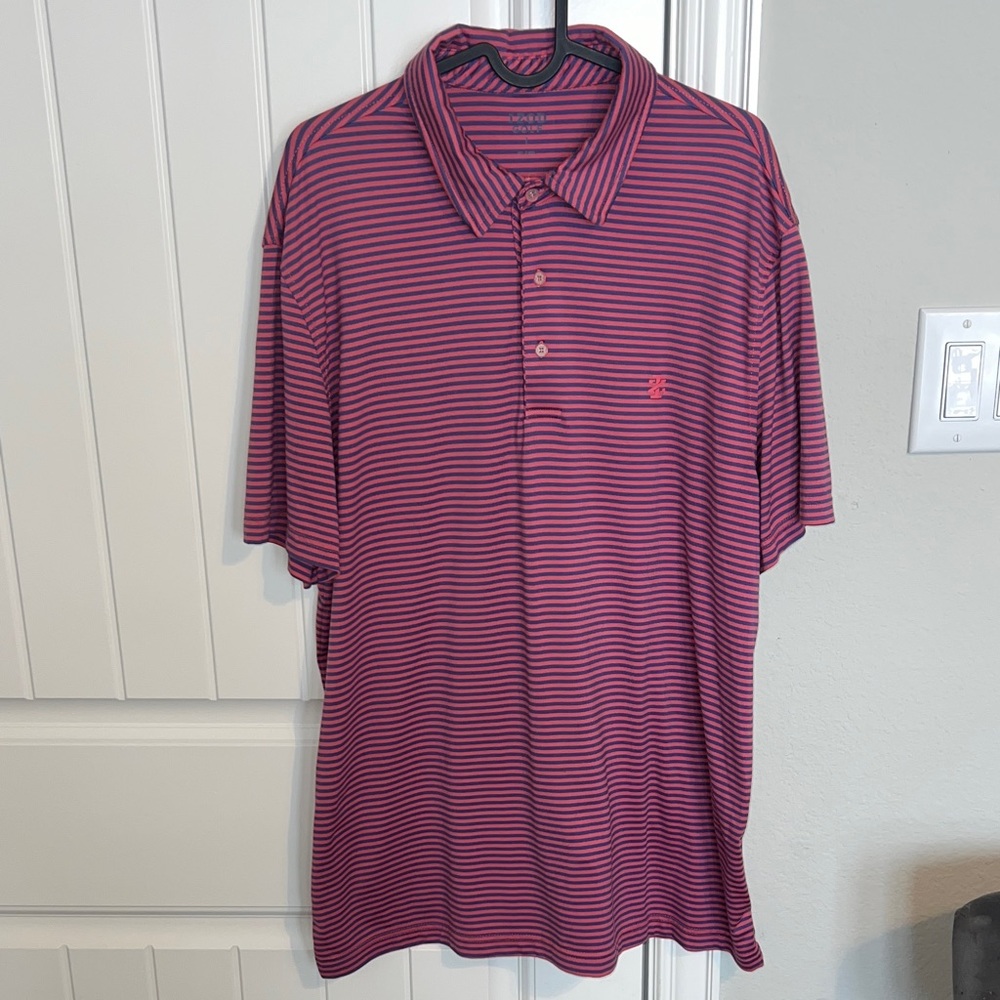 Set of 2 Izod Men’s Polo Shirts - Blue and Pink Striped - Size L - Picture 5 of 8